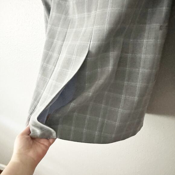NWOT Calvin Klein Gray & Light Blue Windowpane Suiting Overcoat women’s size 2 - Picture 9 of 11